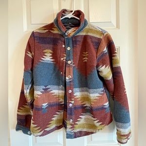 womens aztec print shacket jacket long sleeve - M